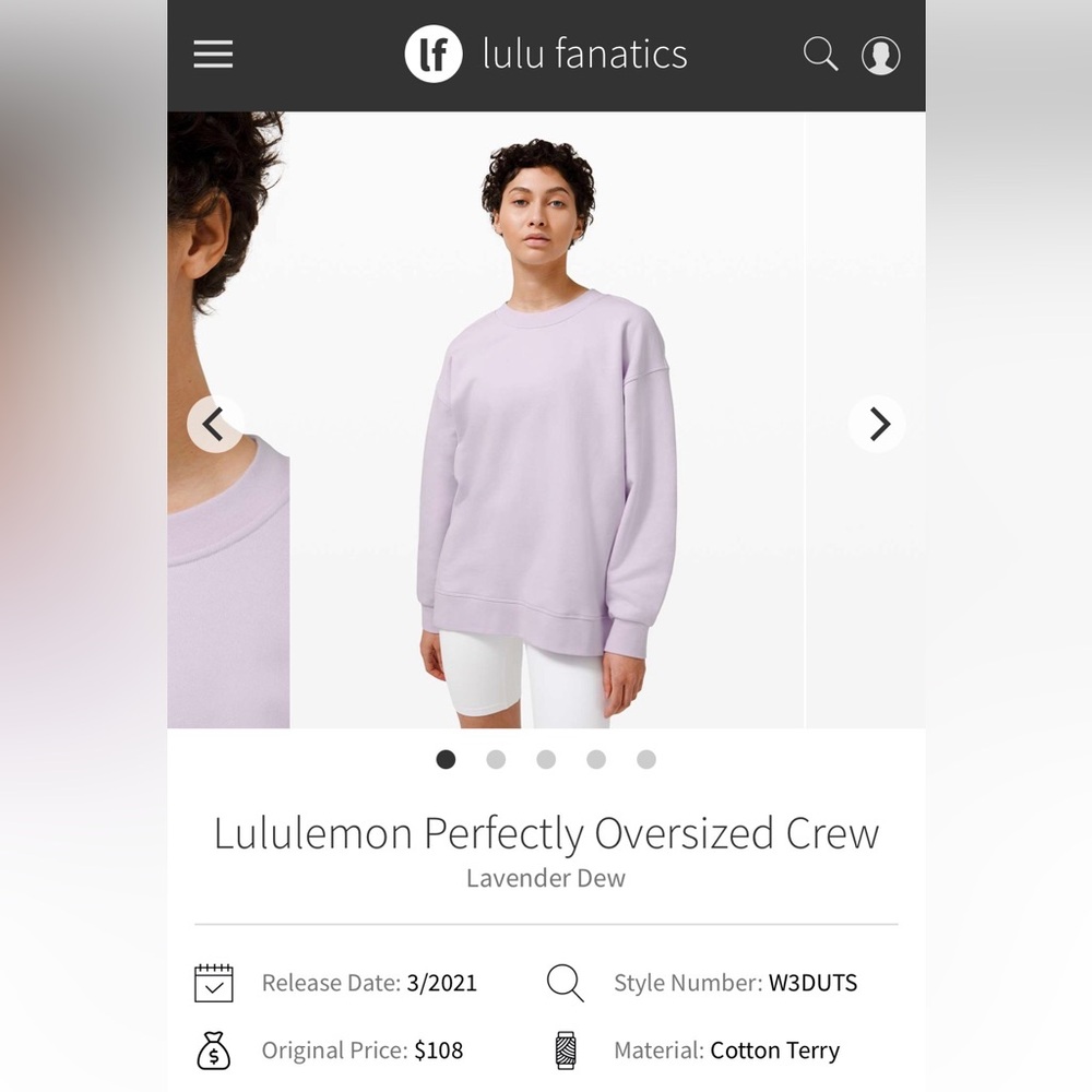 Lululemon lavender dew perfectly oversized crew neck sweatshirt